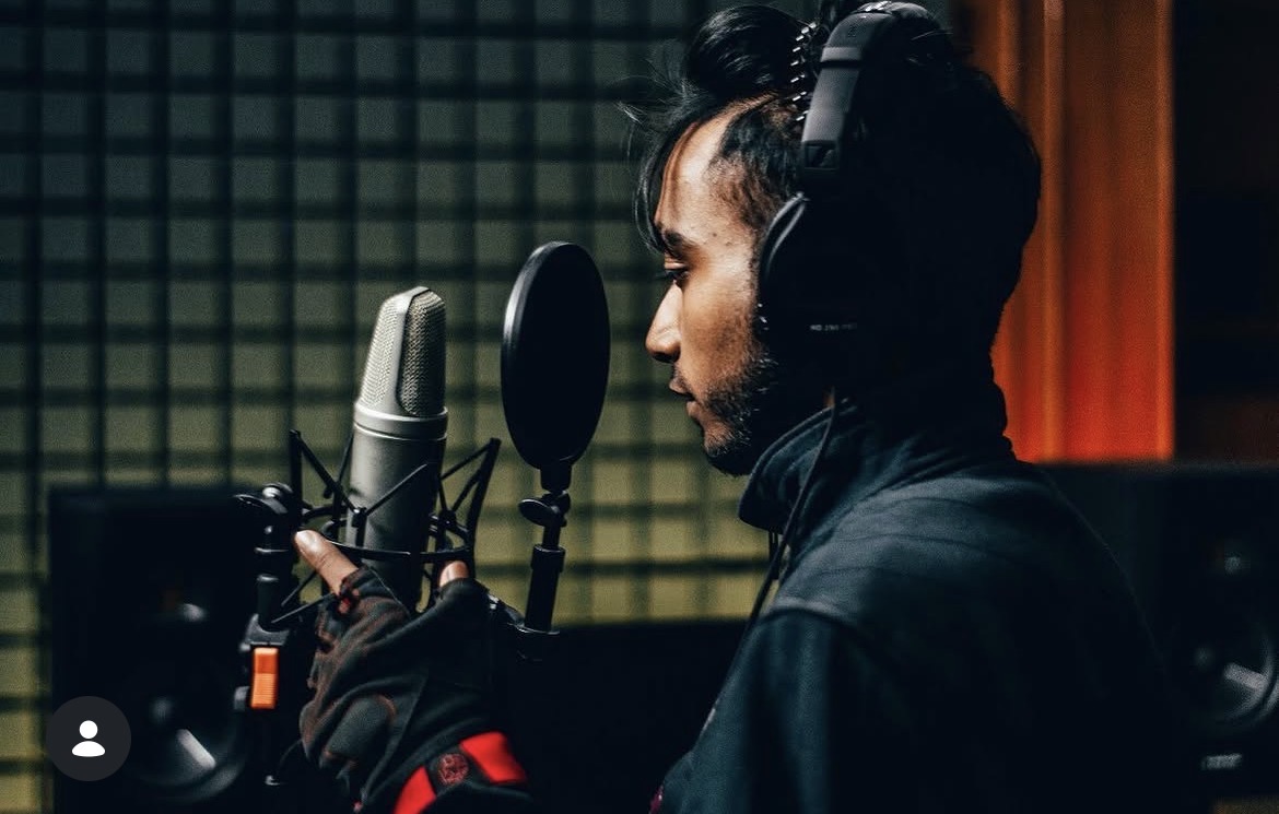 Aman Ahmad in a recording studio